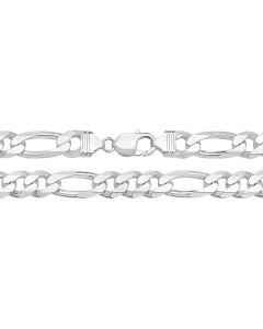 Sterling Silver 10mm Figaro Chain Necklace 20 - 24  Inch
