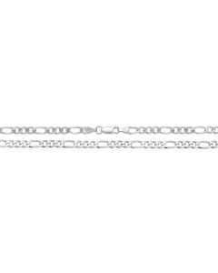 Sterling Silver 5mm Pave Figaro Chain Necklace 18 - 30  Inch
