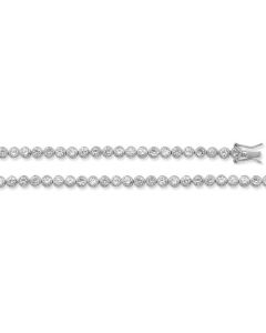 Sterling Silver 4mm Round Cubic Zirconia Set Chain Necklace 17 - 34  Inch