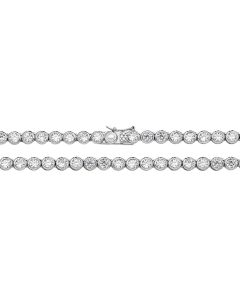 Sterling Silver 5mm Round Cubic Zirconia Set Chain Necklace 17 - 36 Inch