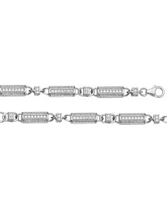 Sterling Silver 6mm Cubic Zirconia Set Chain Necklace 28 - 32 Inch