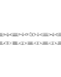Sterling Silver 5mm Cubic Zirconia Set Block Chain Necklace 28 - 34 Inch