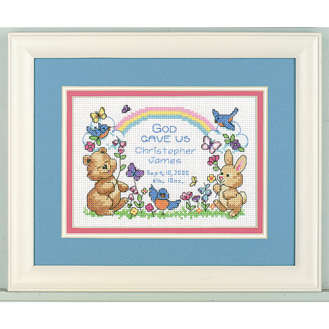 Buy Dimensions Birth Record Gods Babies Cross Stitch Kit by World of Jewellery