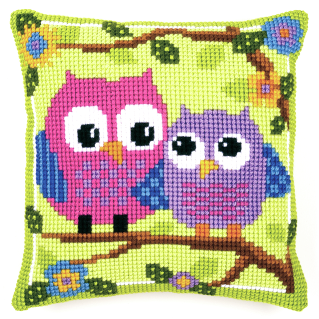 Buy Vervaco Owls Cushion Cross Stitch Kit by World of Jewellery