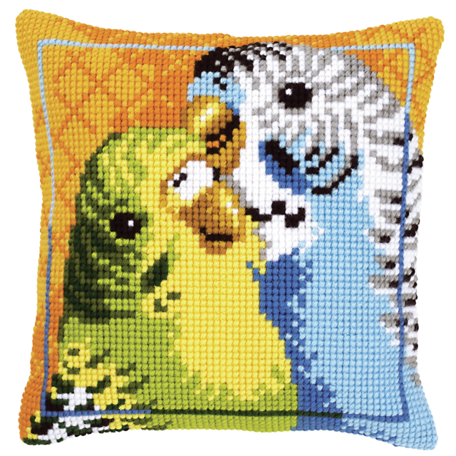 Buy Vervaco Budgies Cushion Cross Stitch Kit by World of Jewellery