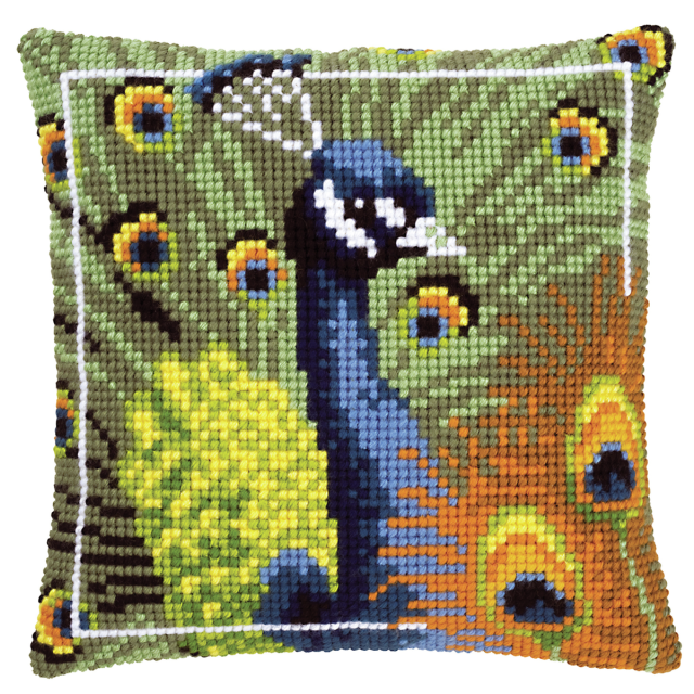 Buy Vervaco Peacock Cushion Cross Stitch Kit by World of Jewellery