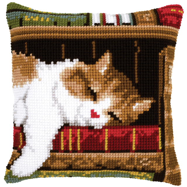 Buy Vervaco Cat Sleeping Cushion Cross Stitch Kit by World of Jewellery