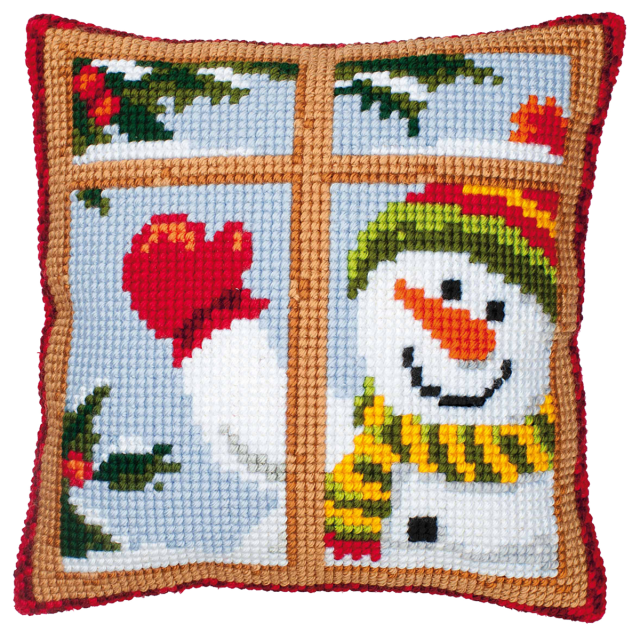 Buy Vervaco Snowman Cushion Cross Stitch Kit by World of Jewellery