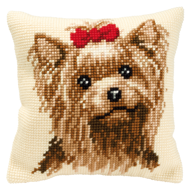 Buy Vervaco Yorkshire Terrier Cushion Cross Stitch Kit by World of Jewellery