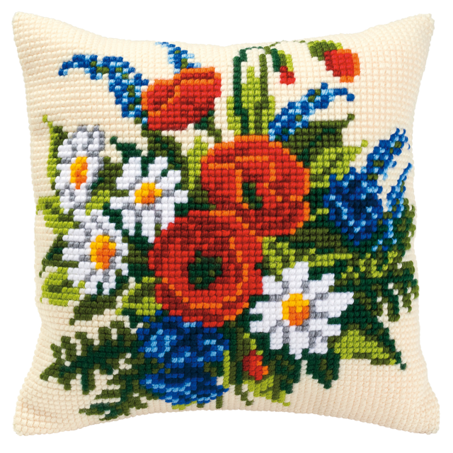 Buy Vervaco Mixed Flowers Cushion Cross Stitch Kit by World of Jewellery