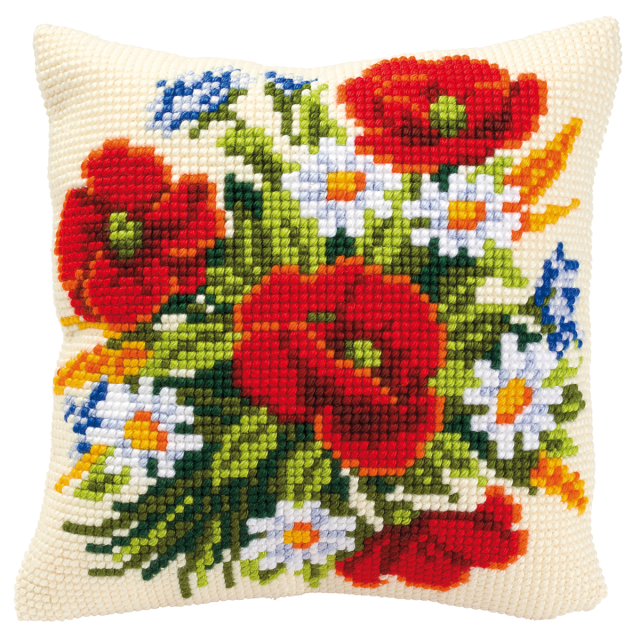 Buy Vervaco Flowers Cushion Cross Stitch Kit by World of Jewellery