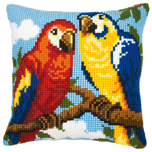 Buy Vervaco Parrots Cushion Cross Stitch Kit by World of Jewellery