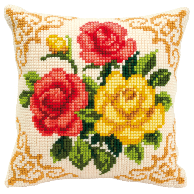 Buy Vervaco Mixed Roses Cushion Cross Stitch Kit by World of Jewellery