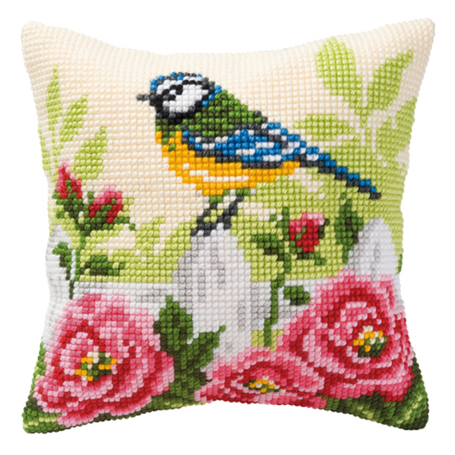 Buy Vervaco Blue Tit Cushion Cross Stitch Kit by World of Jewellery