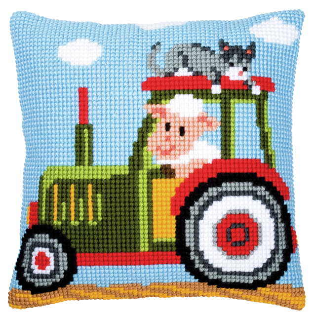 Buy Vervaco Tractor 1 Cushion Cross Stitch Kit by World of Jewellery