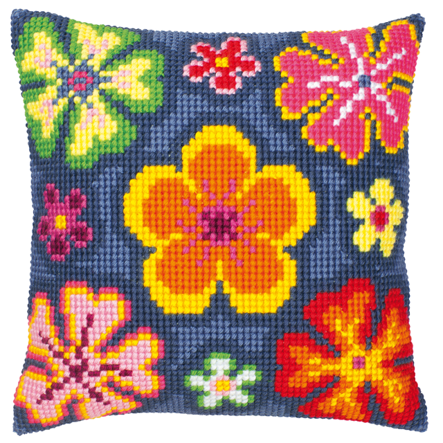 Buy Vervaco Bright Flower Cushion Cross Stitch Kit by World of Jewellery