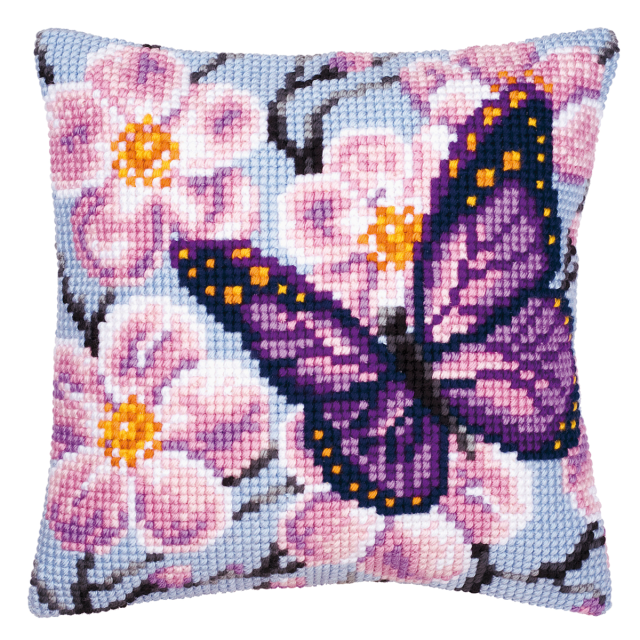 Buy Vervaco Butterfly Cushion Cross Stitch Kit by World of Jewellery