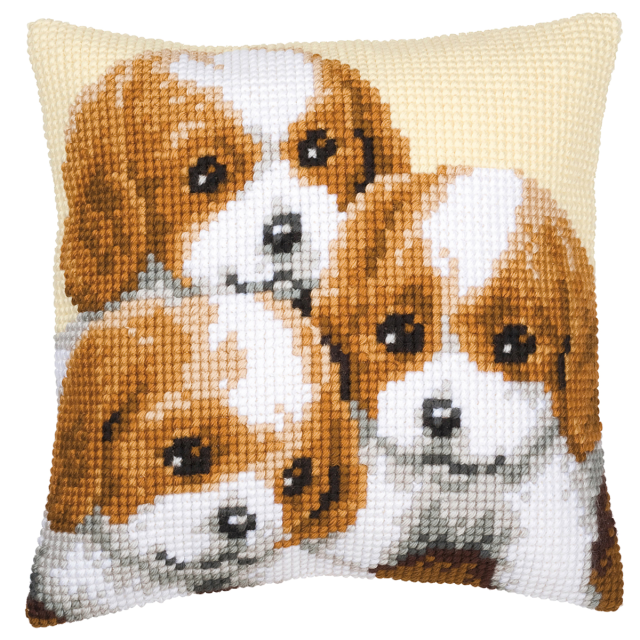 Buy Vervaco Puppies Cushion Cross Stitch Kit by World of Jewellery