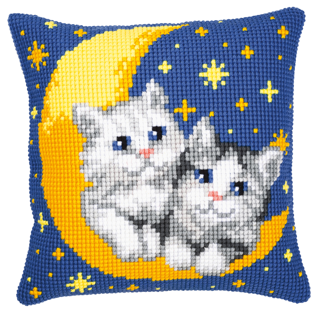 Buy Vervaco Moon And Kittens Cushion Cross Stitch Kit by World of Jewellery