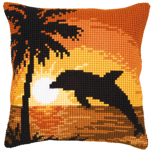 Buy Vervaco Sunset Dolphin Cushion Cross Stitch Kit by World of Jewellery