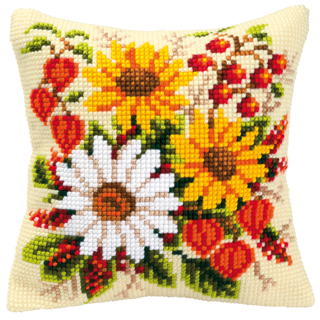 Buy Vervaco Mixed Flowers Cushion Cross Stitch Kit by World of Jewellery