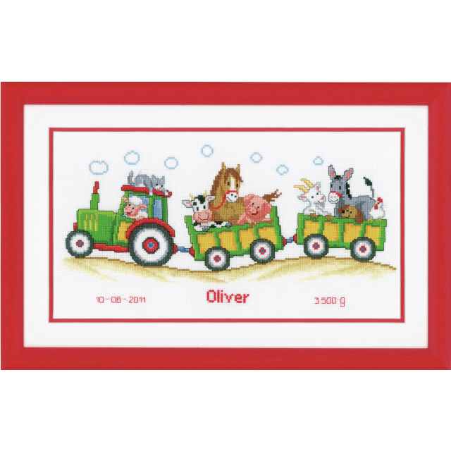 Buy Vervaco Birth Record Tractor Cross Stitch Kit by World of Jewellery