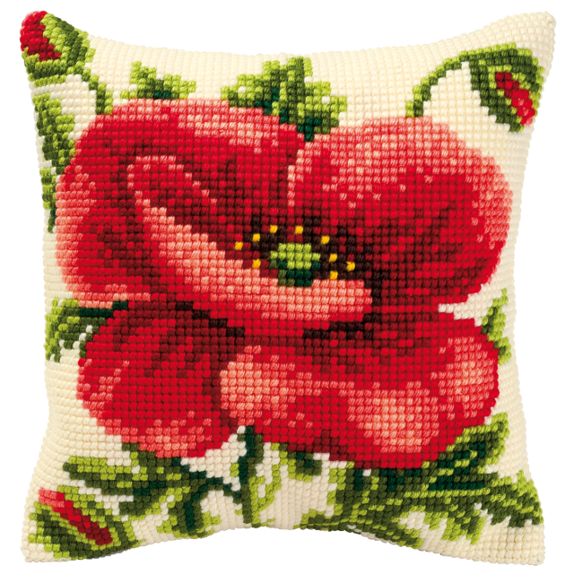 Buy Vervaco Oriental Poppy Cushion Cross Stitch Kit by World of Jewellery