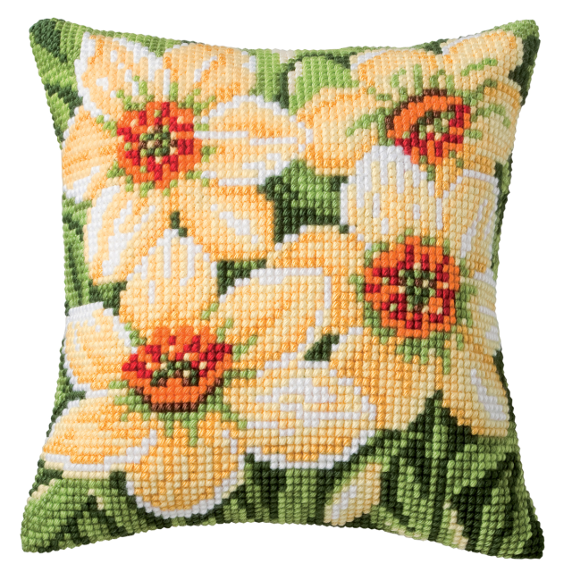 Buy Vervaco Daffodils Cushion Cross Stitch Kit by World of Jewellery