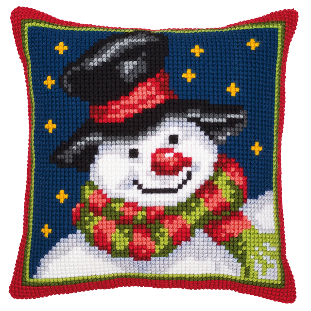 Buy Vervaco Snowman Cushion Cross Stitch Kit by World of Jewellery