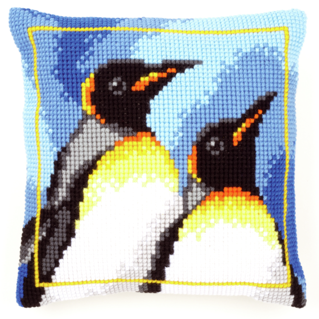 Buy Vervaco King Penguins Cushion Cross Stitch Kit by World of Jewellery