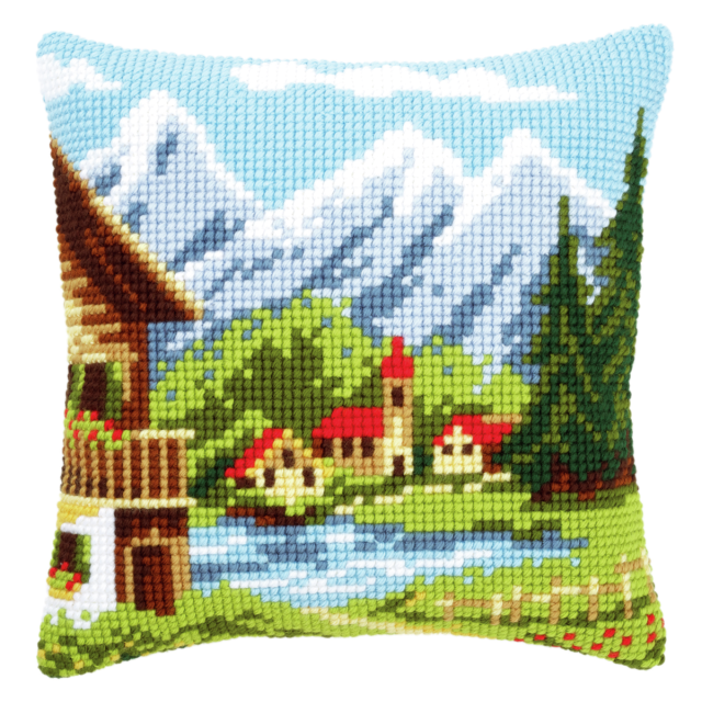 Buy Vervaco Alpine Village I Cushion Cross Stitch Kit by World of Jewellery