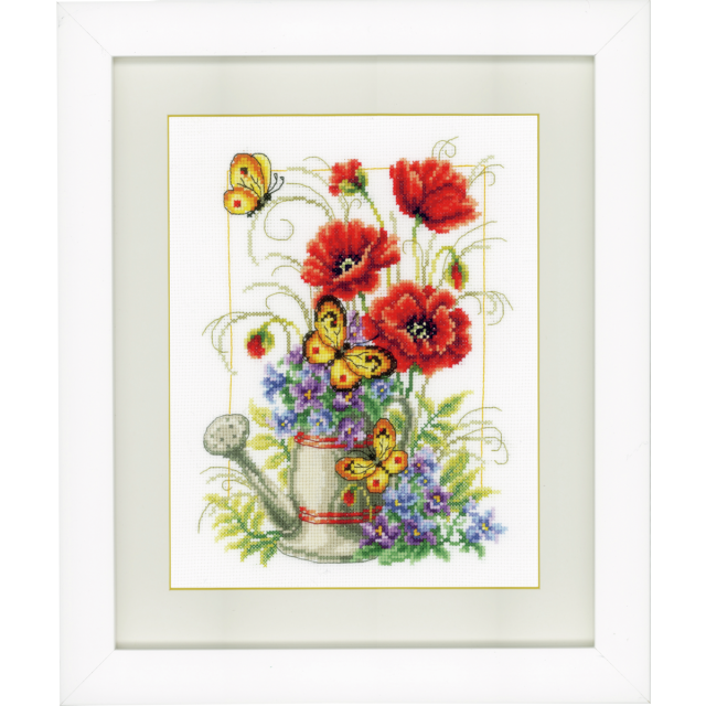 Buy Vervaco Watering Can Flowers Cross Stitch Kit by World of Jewellery