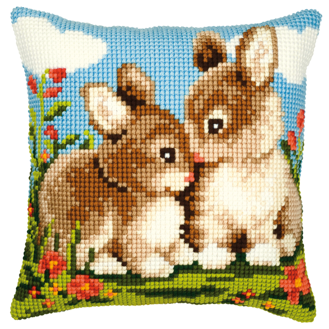 Buy Vervaco Rabbits Cushion Cross Stitch Kit by World of Jewellery