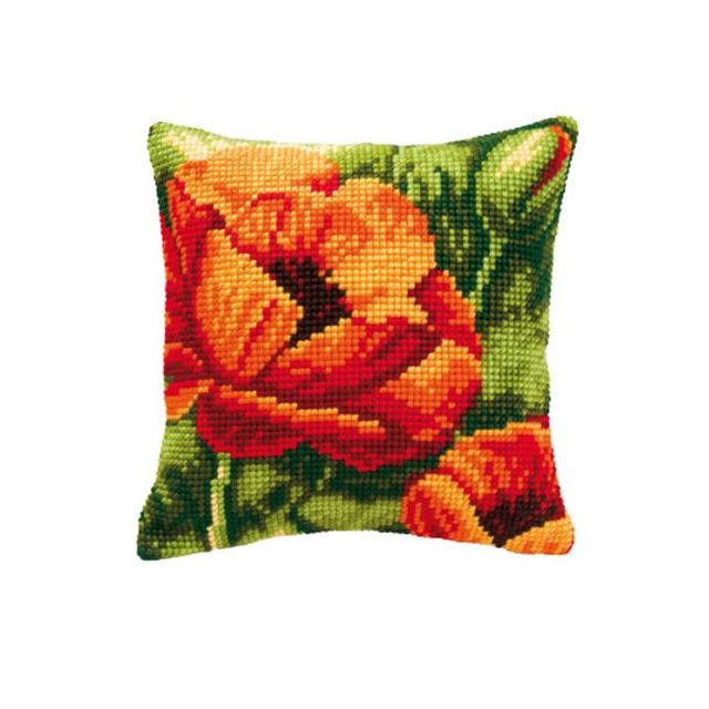 Buy Vervaco Poppies Cushion Cross Stitch Kit by World of Jewellery