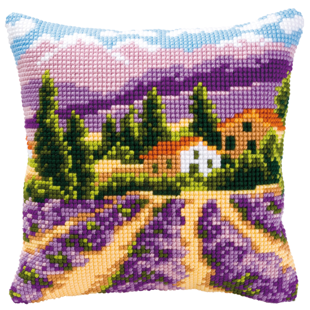 Buy Vervaco Lavender Fields Cushion Cross Stitch Kit by World of Jewellery