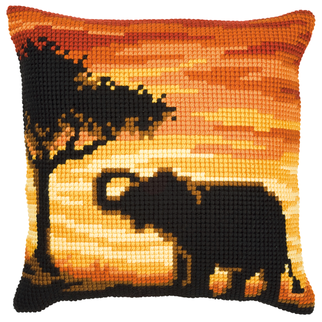 Buy Vervaco Sunset Elephant Cushion Cross Stitch Kit by World of Jewellery