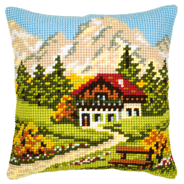 Buy Vervaco Mountain Scene Cushion Cross Stitch Kit by World of Jewellery