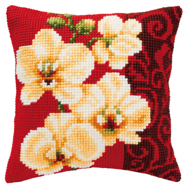 Buy Vervaco Orchid Cushion Cross Stitch Kit by World of Jewellery