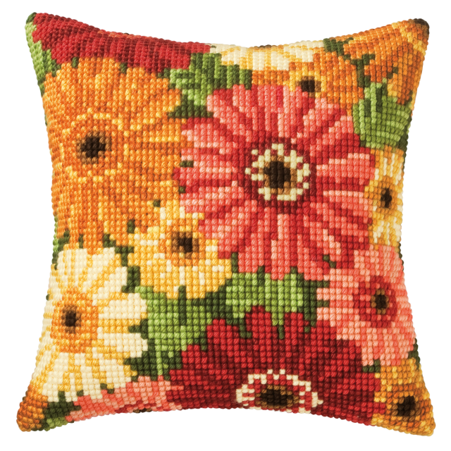 Buy Vervaco Gerbera Cushion Cross Stitch Kit by World of Jewellery