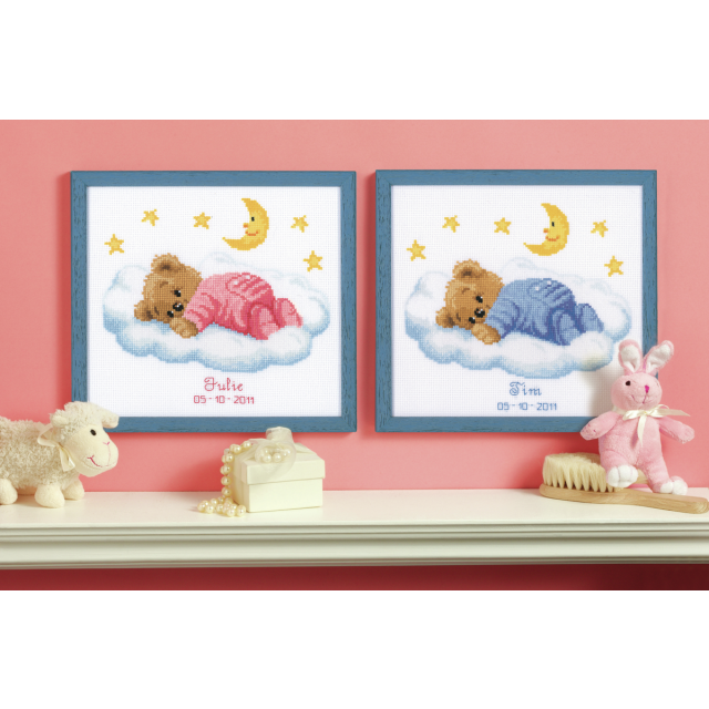 Buy Vervaco Birth Record Teddy on Clouds Cross Stitch Kit by World of Jewellery