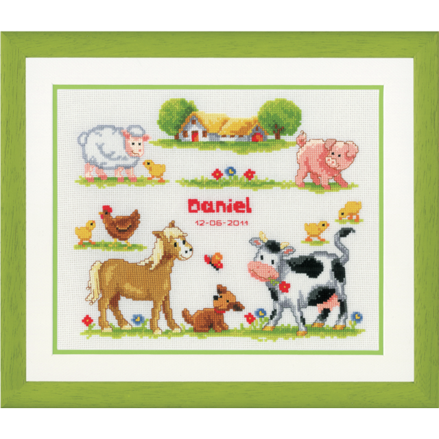 Buy Vervaco Birth Record Farm Animals Cross Stitch Kit by World of Jewellery