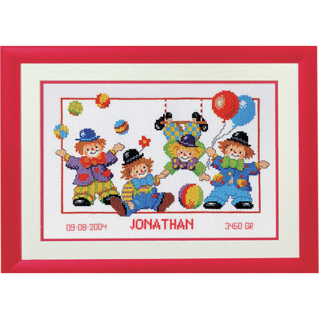Buy Vervaco Birth Record Clowns Cross Stitch Kit by World of Jewellery