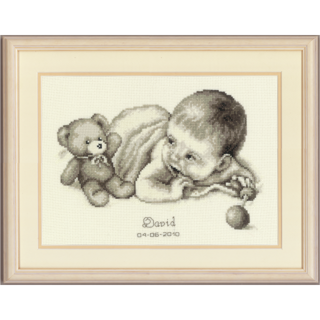 Buy Vervaco Birth Record Baby With Teddy Cross Stitch Kit by World of Jewellery