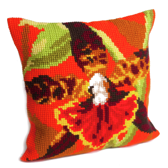 Buy Collection dArt Tiger Orchid Cushion Cross Stitch Kit by World of Jewellery