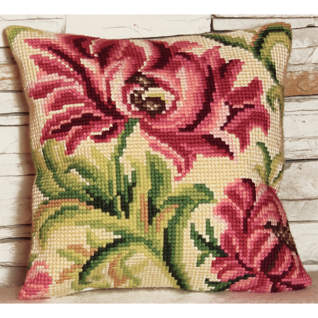 Buy Collection dArt Wild Rose Cushion Cross Stitch Kit by World of Jewellery