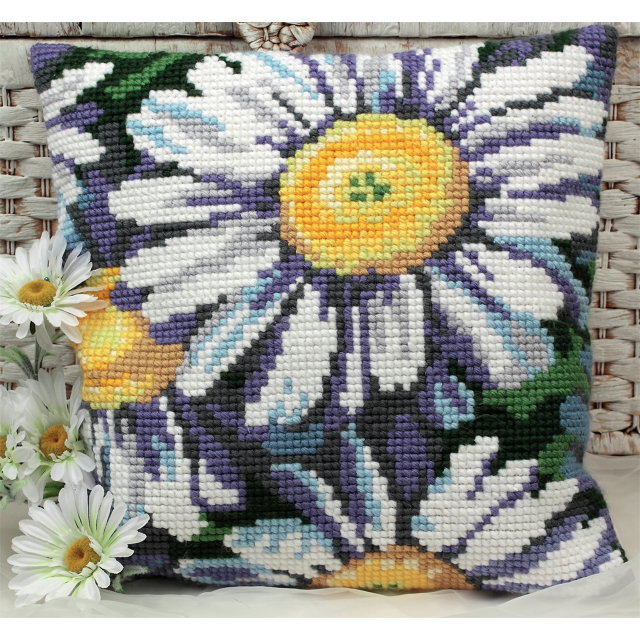 Buy Collection dArt Marguerites Cushion Cross Stitch Kit by World of Jewellery