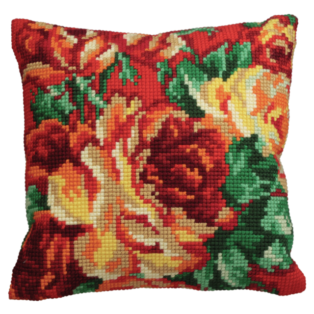 Buy Collection dArt Cabbage Rose Cushion Cross Stitch Kit by World of Jewellery