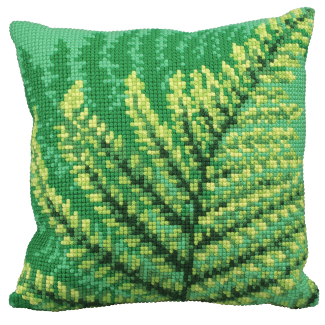 Buy Collection dArt Green Fernes Cushion Cross Stitch Kit by World of Jewellery