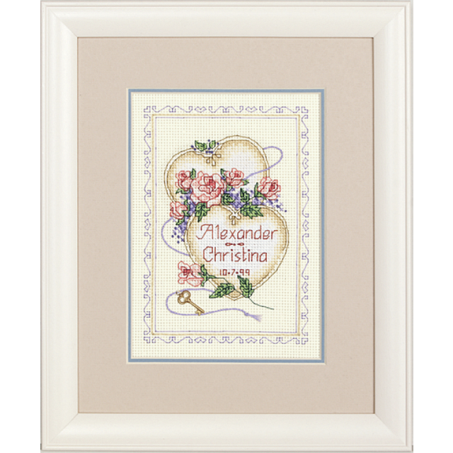 Buy Dimensions Wedding Record United Hearts Cross Stitch Kit by World of Jewellery