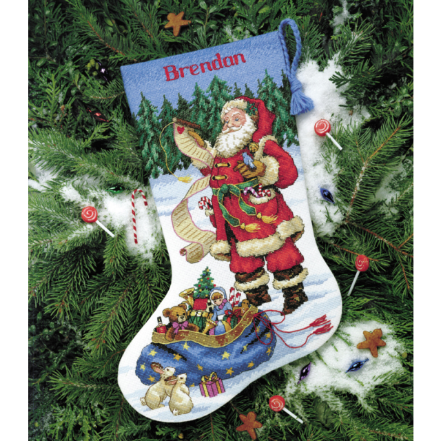 Buy Dimensions Checking His List Stocking Cross Stitch Kit by World of Jewellery